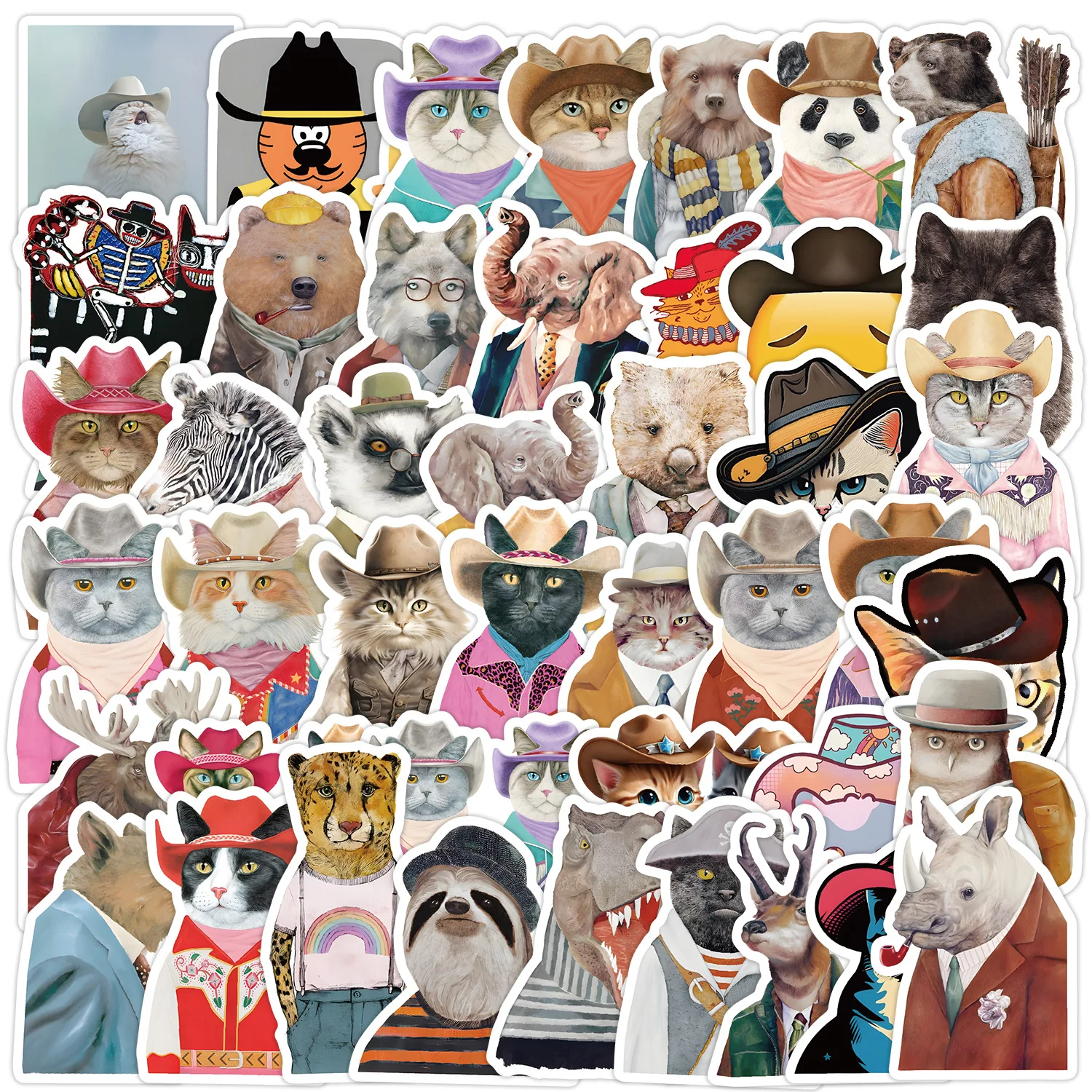 10/30/50PCS Cartoon Photo Collage Portrait Art Sticker DIY Phone Laptop Luggage Skateboard Graffiti Decals Fun for Gift