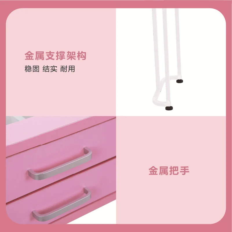 Fotografia 5: Mesa de manicure personalizada rosa, mesa multifuncional para trabalho com unhas, armazenamento de cola e esmalte, venda por atacado de fábrica.