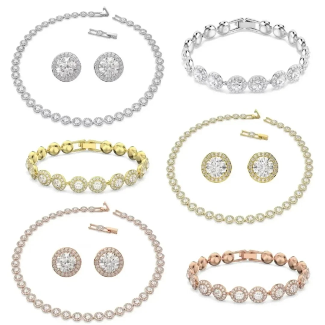 

High-quality classic zircon necklace 2026, bracelet and stud earring set, S925 silver, gift, party, couple, banquet