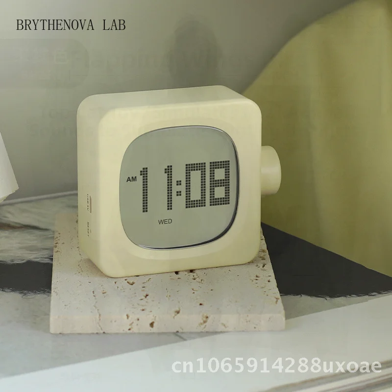MUID Square Small Electronic Alarm Clock Creative Student Clock Bedside with Wake-up Light LED Display Glow-in-the-dark Feature