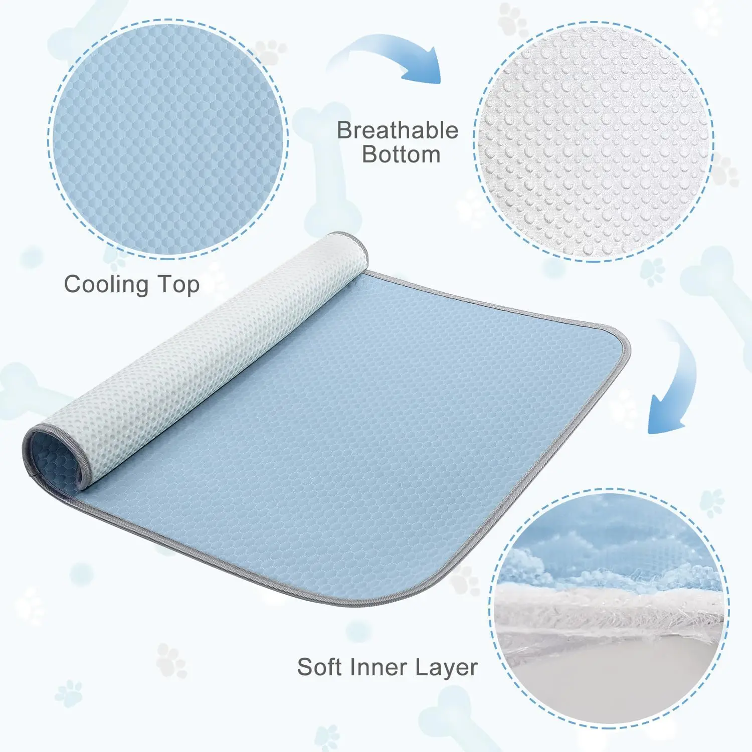 Summer Dog Cooling Mat Washable Ice Silk Self Cool Pad For Small Medium Large Dogs Cats Pet Sleeping Pad For Crate Bed Indoor Outdoor Floor Car Seats - view 6