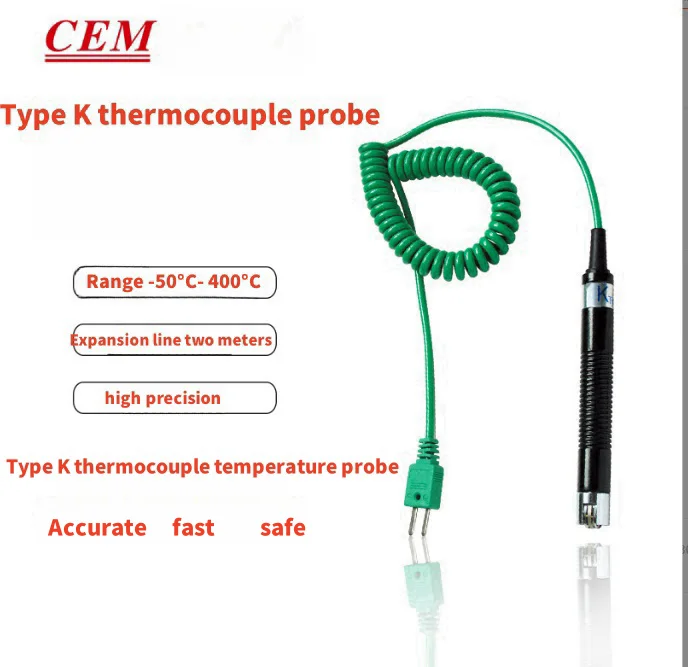 

CEM Thermocouple K-type thermometer probe Thermometer NR311B /33/34A/38 Thermocouple probe Solid liquid flame gas K-type tempera