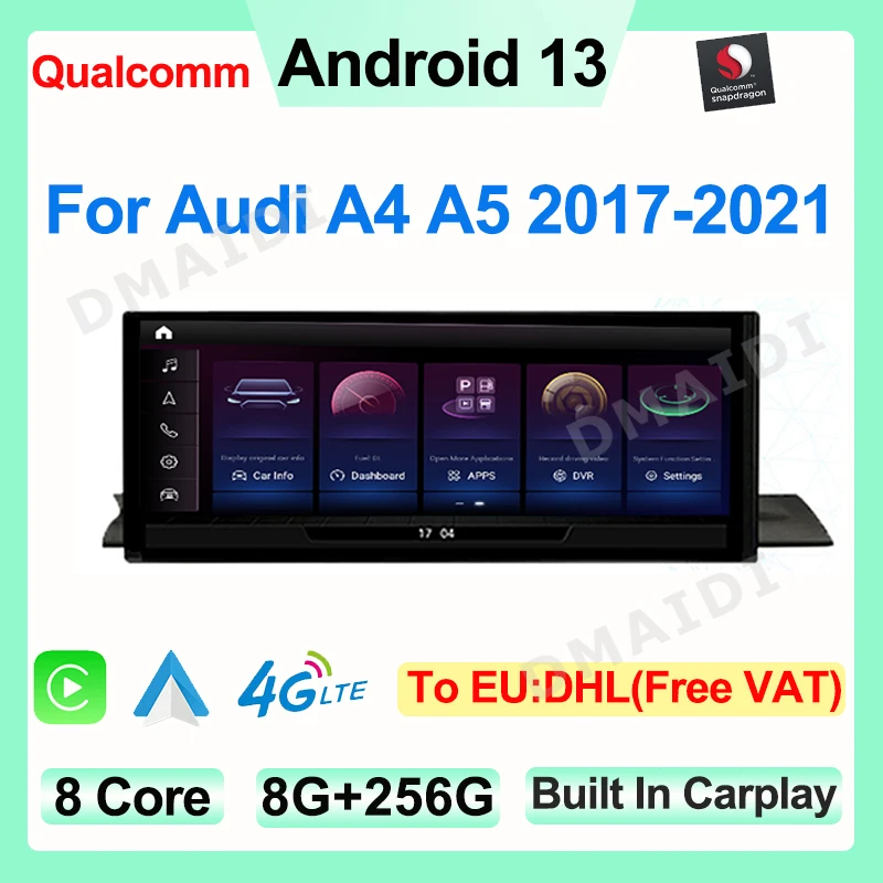 

8 ядер 8G + 256G Qualcomm Android13 для Audi A4L A4 B9 A5 2016-2020 intellnt центральный GPS-навигатор Беспроводной мультимедийный Carplay