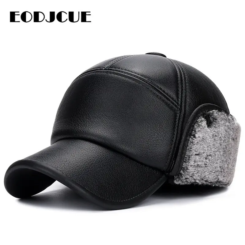 

Winter Baseball Cap For Men Earmuffs Warm Thicker Cap Snapback Ear Protection Dad Hats Old Man Hat Casquette