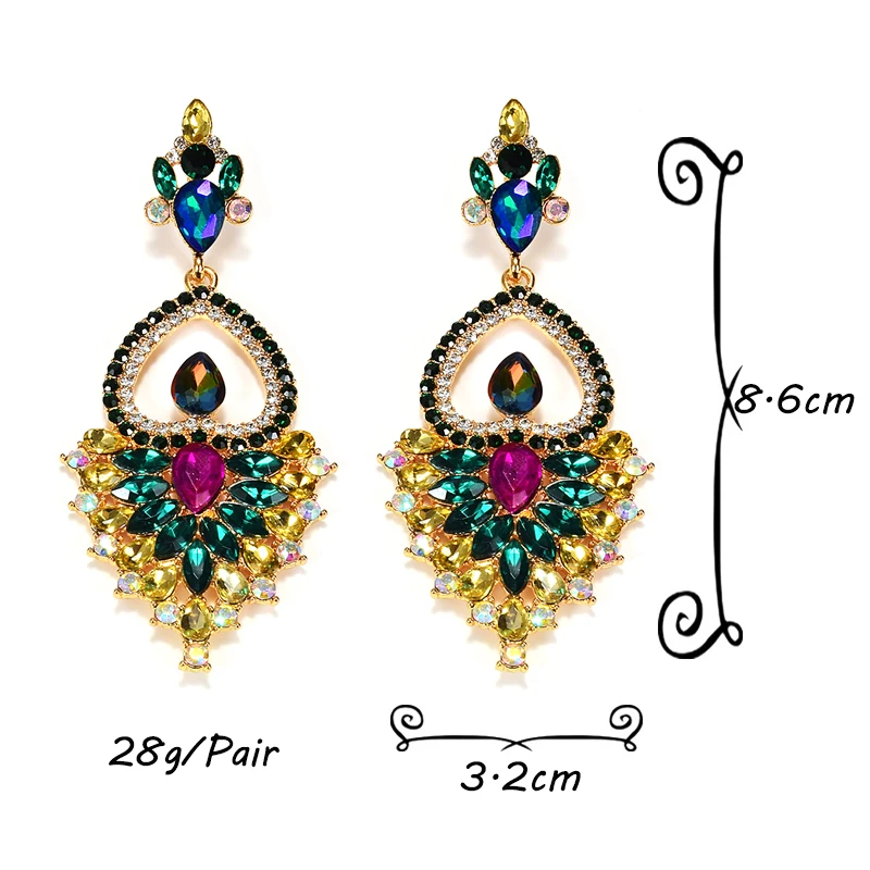 New Design Colorful Glass Crystal Metal Drop Earrings High-Quality Classic Hot Jewelry Accessories For Women Wholesale