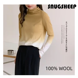 gradient 100% wool sweater women 2024 fashion top womens fall long sleeve clothes turtle neck vintage pullover sexy ladies brand