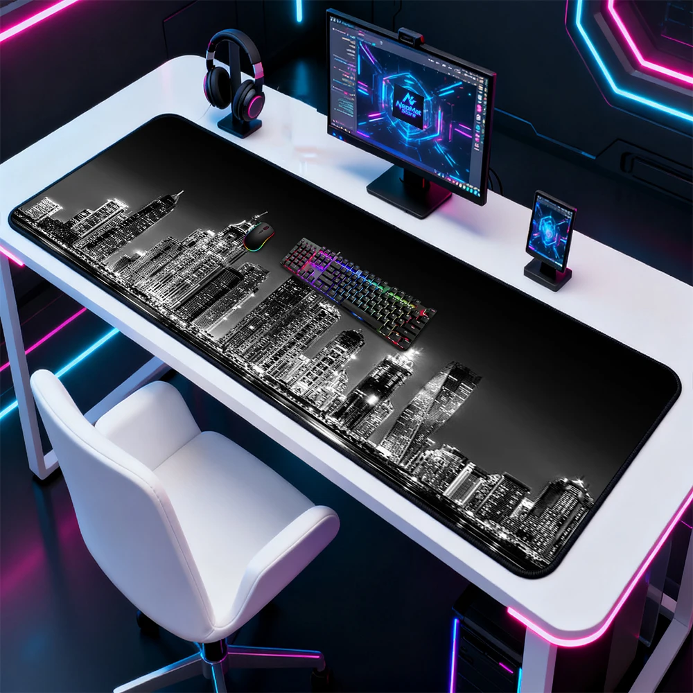 Dubai Mouse Pad Cityscape 1200x600 Very Large Rubber Non Night Slip Gaming And Desk Black Mat White 140x60 1800x600 Mousepads