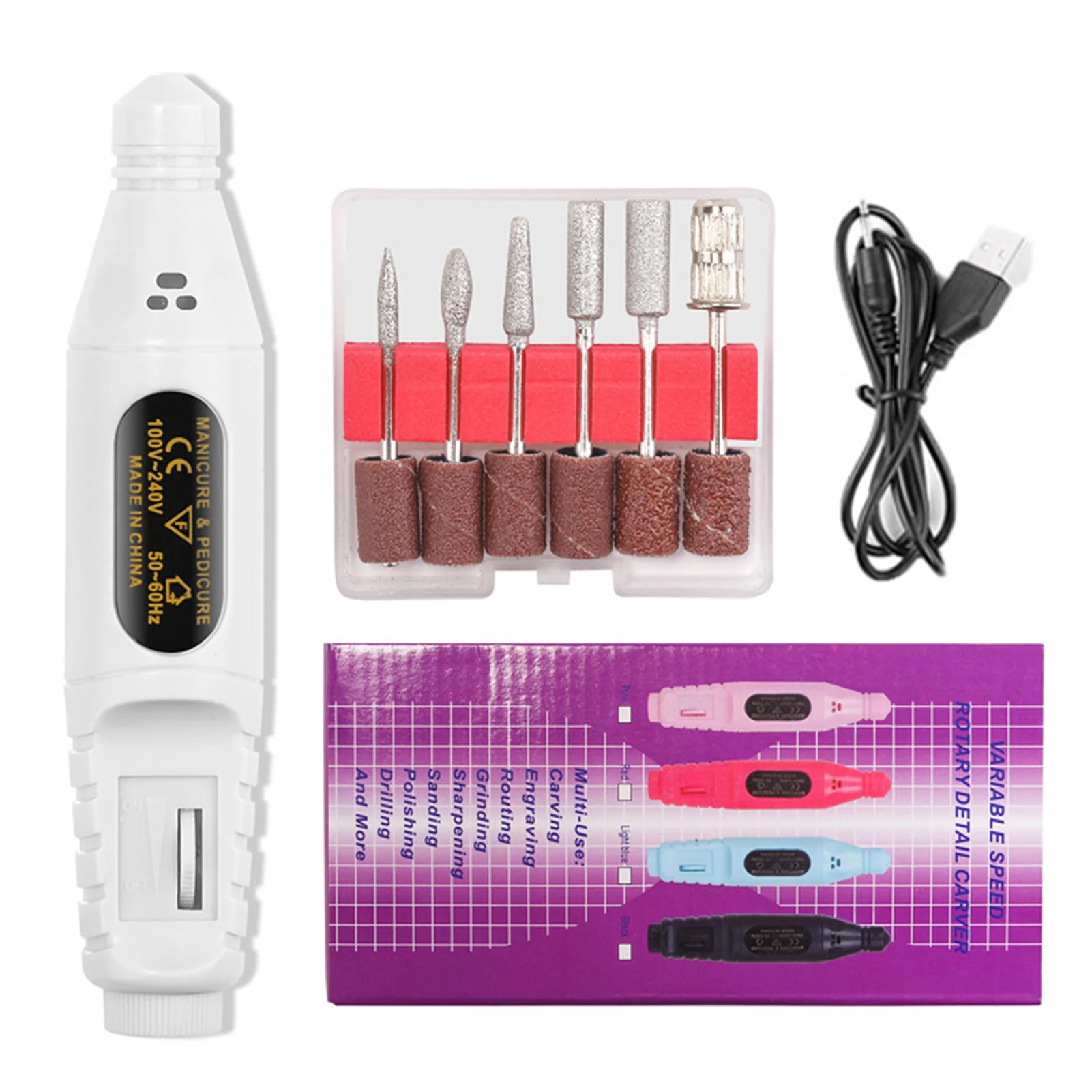 Electric nail grinder Nail Drill Polishing Sander pen Machine File tools Finger Toe Nail Care Removal Exfoliating Pedicure Kit