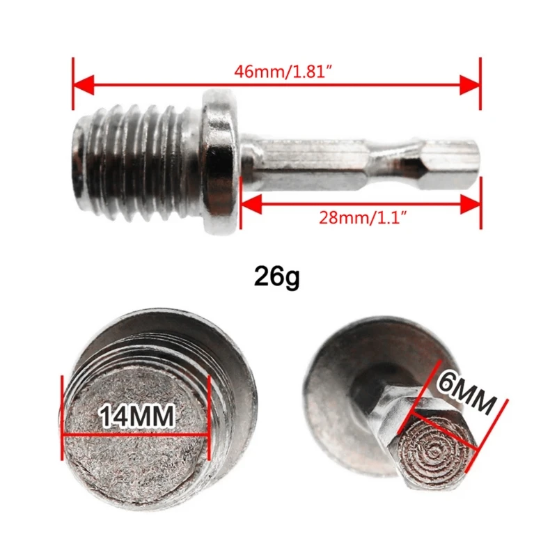 Accesorios perforación eléctrica F92C Varilla conversión del hexágono externo M10+M14 Madera madera Hexaporita Impacto