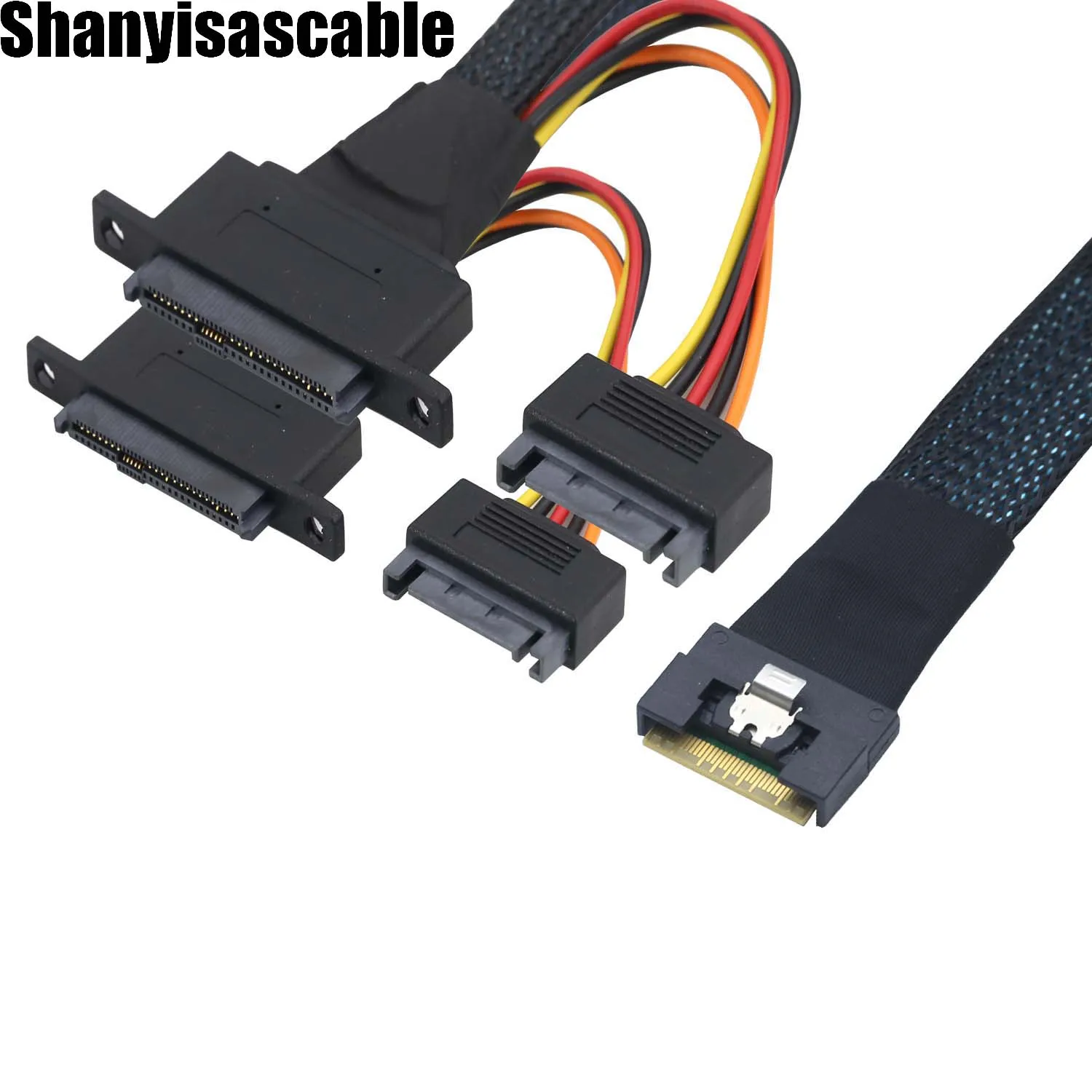 PCI-E Slimline SAS All inclusive scoop-proof Anti-Misplug SFF-8654 8i 74P to SFF-8639 U.2 + 15P with right and left screw Holes