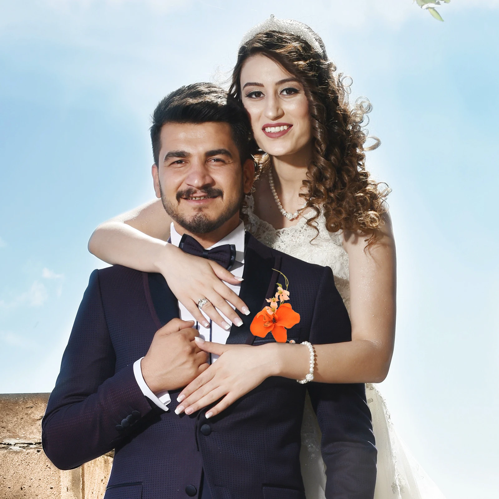 2Pcs Wedding Boutonniere Artificial Flower Groom Bride Corsages Suit Decoration Party Floral Pins Wedding Boutonniere