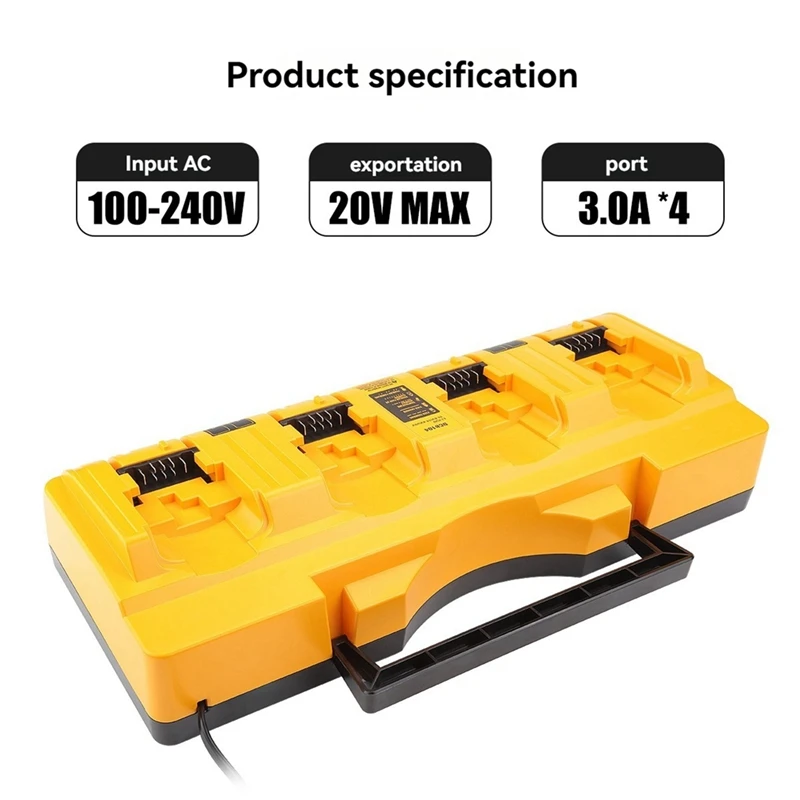 Portable 4-Slot Charger DCB104 Replacement Charger for 20V Compatible with Multiple Batteries UK Plug [IANC-]