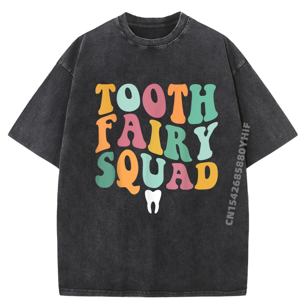 

Мужские топы Зубная фея Отряд Стоматолог Графическая футболка Мужская забавная рубашка Мужская модная и модная стираная одежда