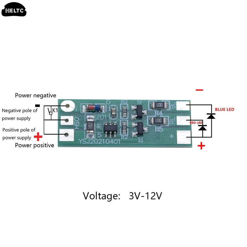 3-12V Flashing LED Light Module Red Blue Two-color Pair Flashing Suitable For Car Model Bicycle Electric Vehicle Safety Light