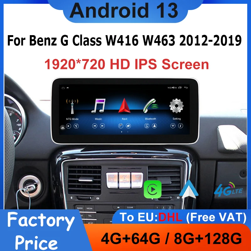 GPS Navigation Stereo Screen Android 13 128G Car DVD Radio For Mercedes Benz G Class W461 W463 G350 Multimedia Player 1920*720