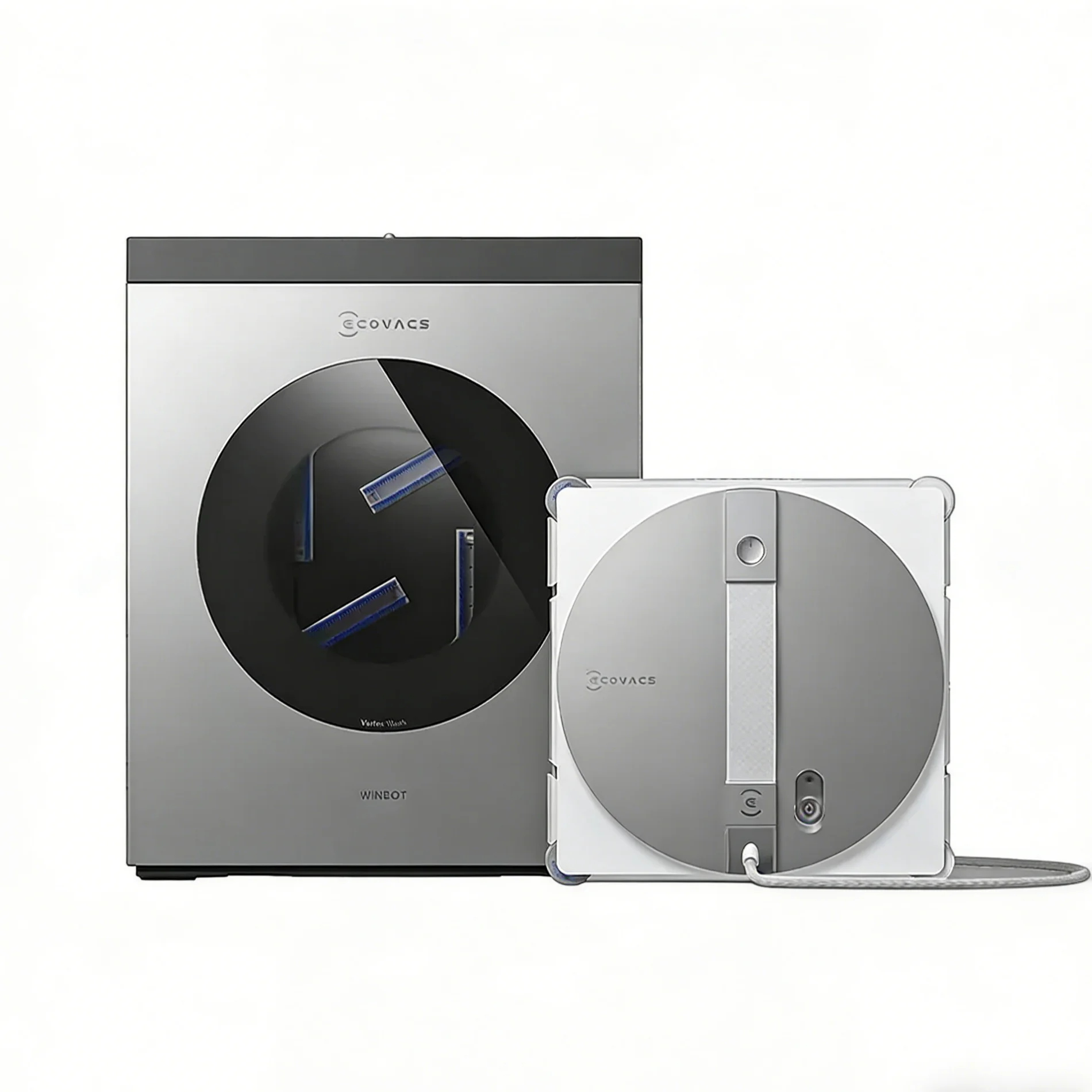 Robot de nettoyage de vitres intelligent ECOVACS WINBOT W3 OMNI avec station multifonctionnelle 7-en-1, nettoyeur de vitres, appareil électroménager intelligent