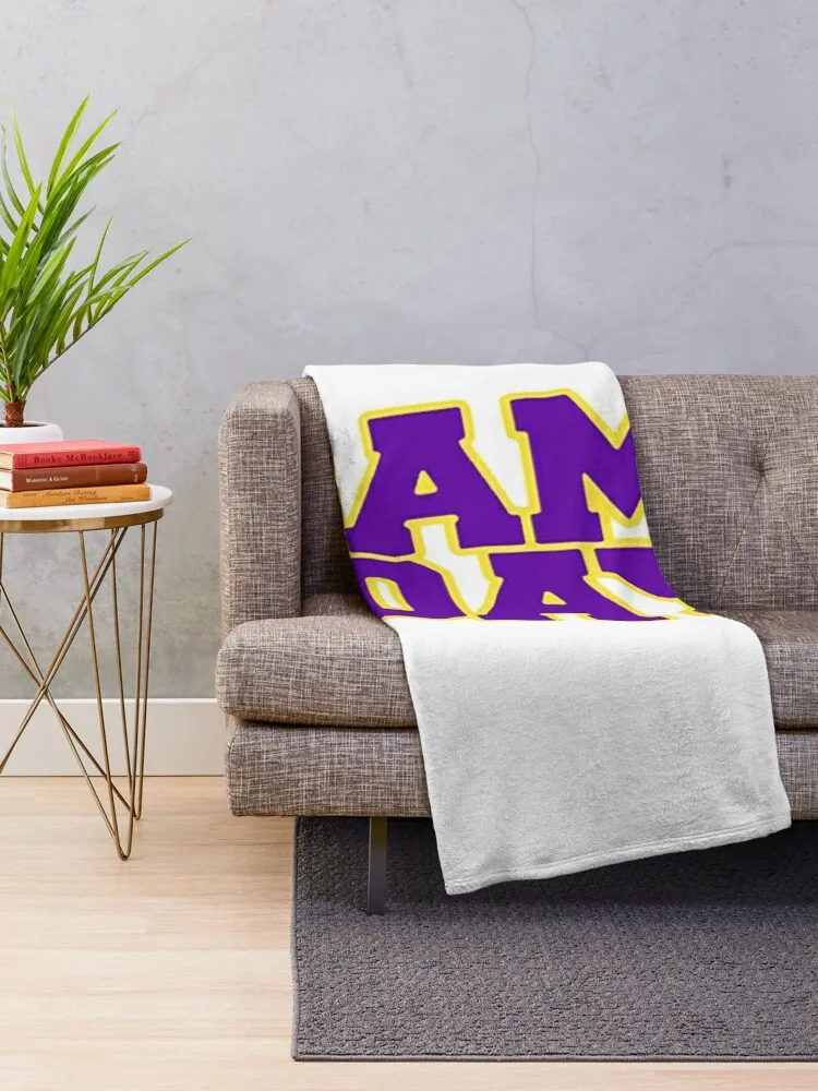 Game Day (purple & yellow) Throw Blanket Soft Plaid wednesday Loose Plaid on the sofa Blankets