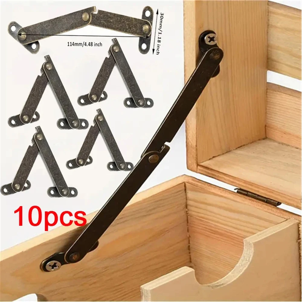 

10Pcs Wooden Box Support Antique Hinges Furniture Hardware Cabinet Door Repair Bronzes Wooden Box Corner Movable Support