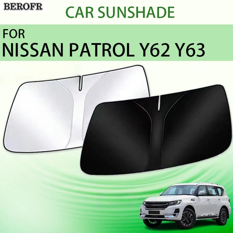 

Sunshade For Nissan Patrol Y62 Y63 2011 - 2023 2024 - 2026 Armada Accessories Front Window Sun Protector Storage Interior Parts