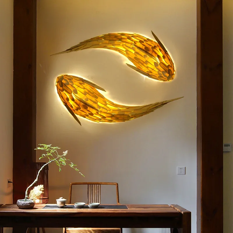 Japanese Fish Shaped Wall Lamp Decoration for Homestay Tea Room Clubhouse Restaurant Staircase Corridor Entrance Background Wall