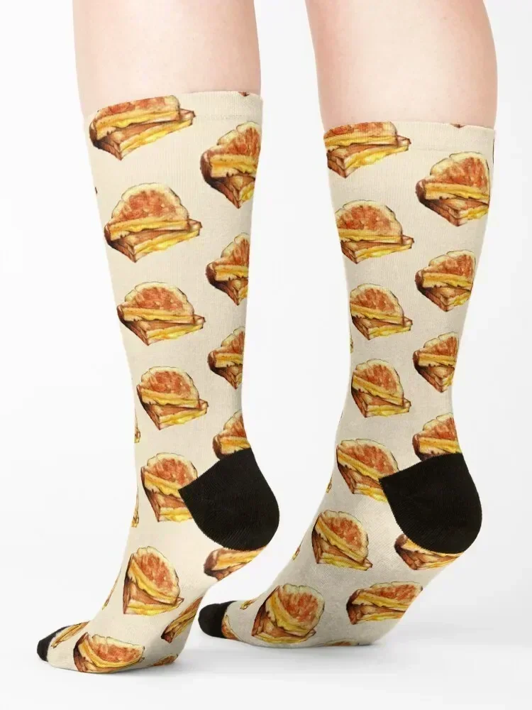 Grilled Cheese Sandwich Socks cycling Antiskid soccer anti-slip happy Socks Men Women's