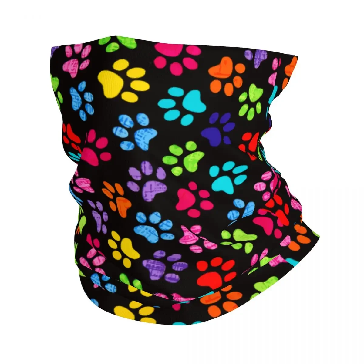 Custom Colorful Animal Footprint Dog Paw Prints Bandana Neck Gaiter UV Protection Face Scarf Cover Women Headwear Tube Balaclava