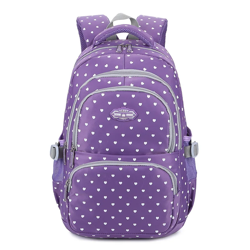 Fashion Heart Print Shoulder Bag for Teen Women Large Capacity Waterproof Kids Backpacks Primary High School Students Schoolbags