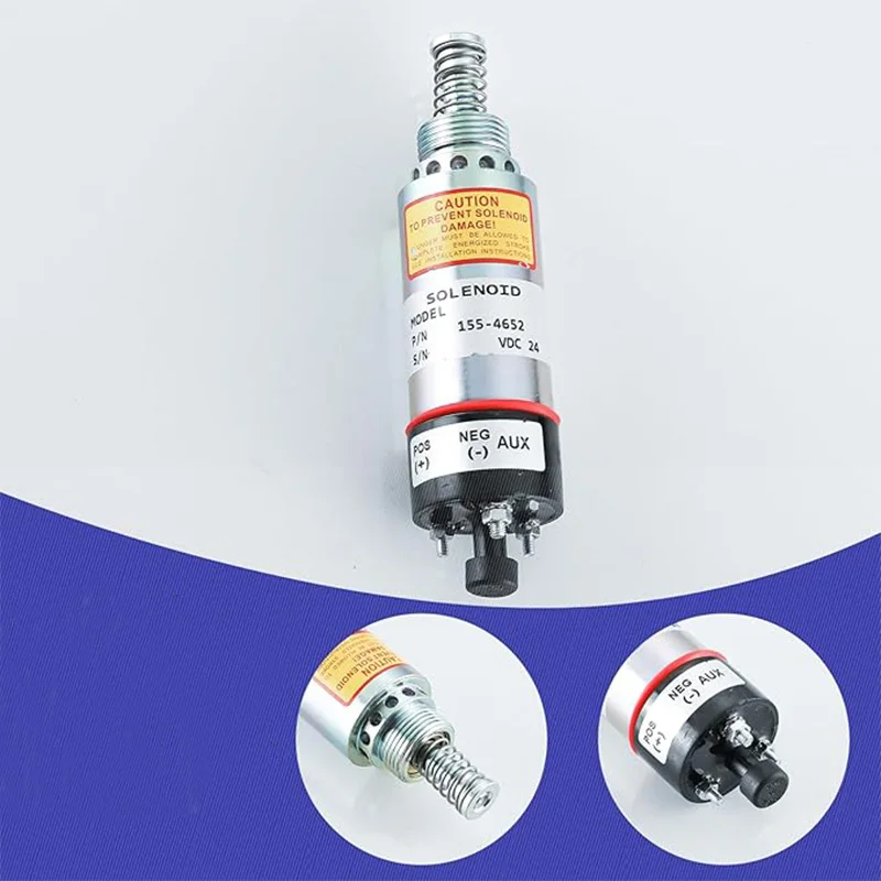 

155-4652 Fuel Shut Off Solenoid 1554652 8C-3663 for Caterpillar Engine 3114 3116 3126 E320B E325B E325C E325CL - 3 Terminals 24V