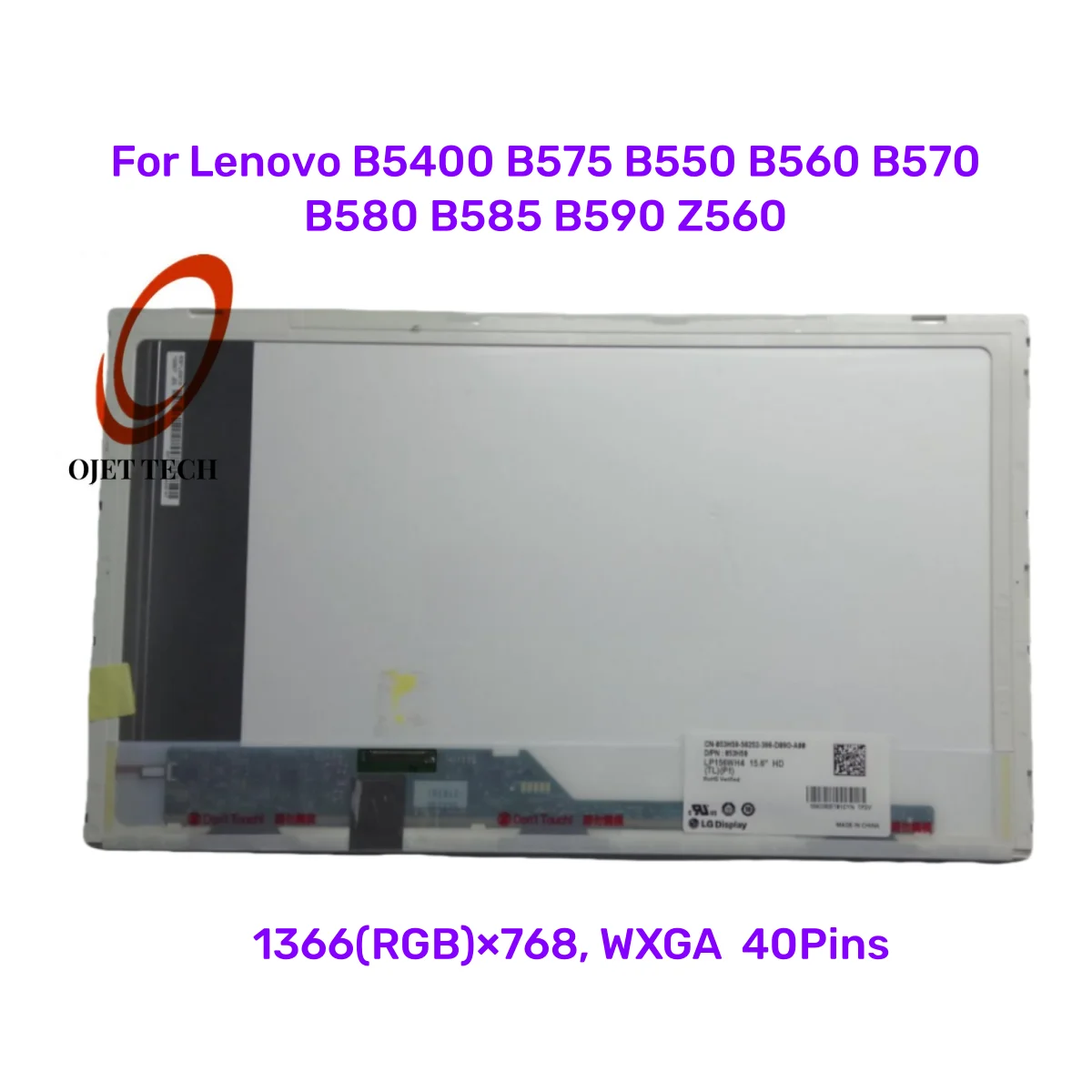 

15.6"LED matrix For Lenovo B5400 B575 B550 B560 B570 B580 B585 B590 Z560 laptop lcd screen panel Display Replacement 1366*768 HD