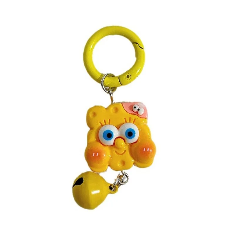 Kawaii سبونجبوب سكوير السراويل نجمة كبيرة المفاتيح لطيف الكرتون جرس فتاة على ظهره شنقا الملحقات الهدايا الصغيرة