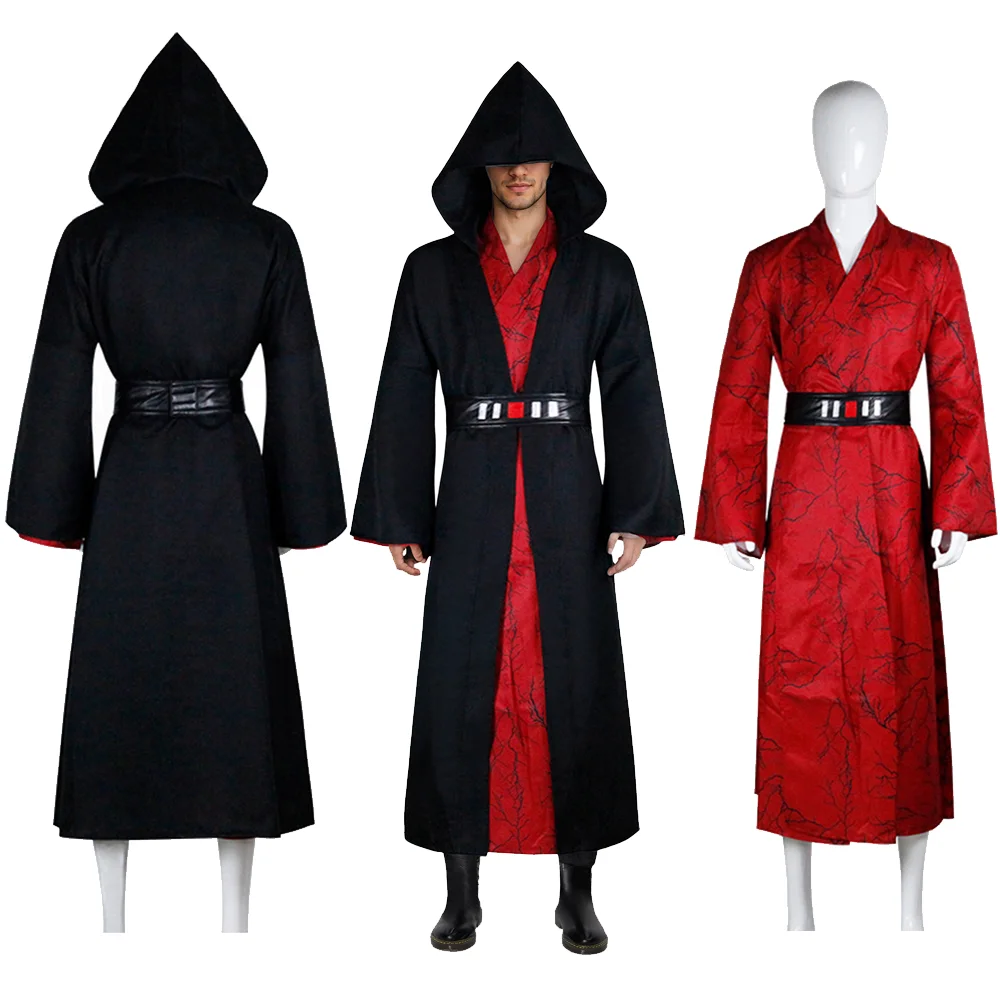 

Костюм Дарта Палпатина Sheev Cosplay: Плащ с капюшоном, черная мантия, красная внутренняя туника, пояс. Наряд для Хэллоуина и карнавала.