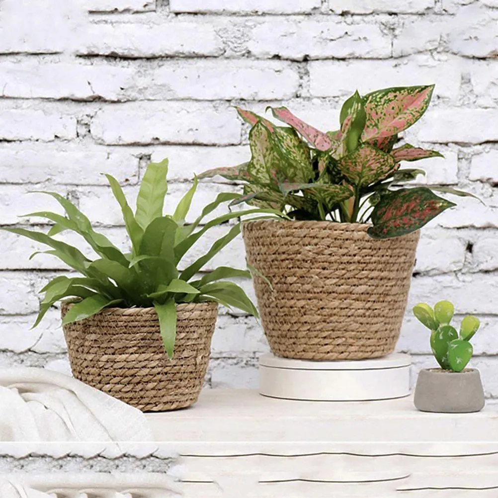 

Woven Flower Pot Basket Planters Medium Size Natural Color Lightweight Compact Design Durable Hand Woven Planter Storage