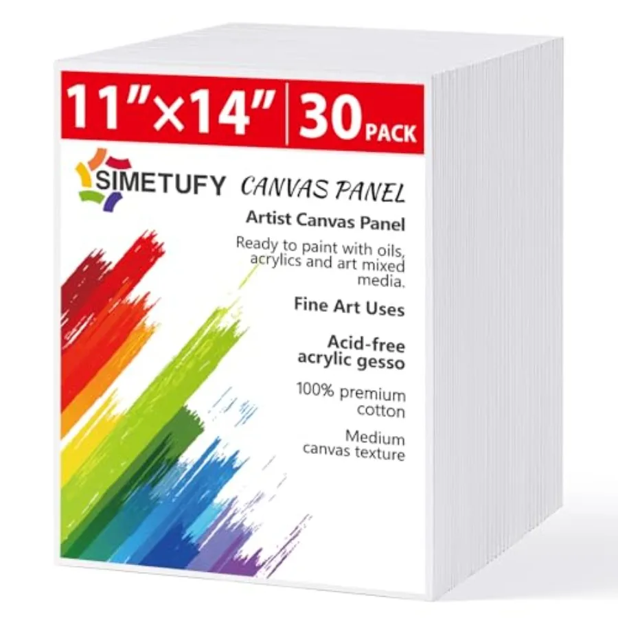 

Pack Canvas Boards for Painting 11 x 14 inch, Blank Canvas Panels- Gesso Primed Acid-Free 100% Cotton for Acrylics Oil Watercol