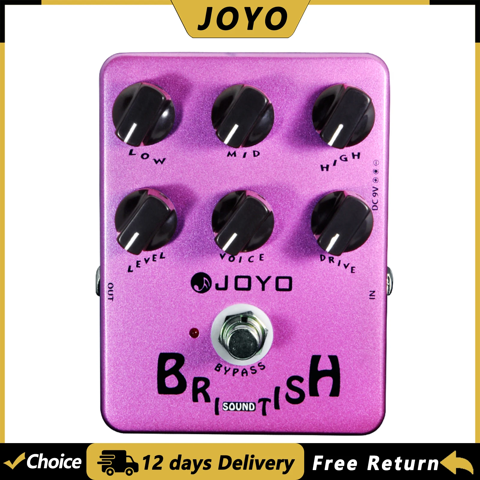 Pedal de Efecto Overdrive JOYO JF-16 para Guitarra, Sonido Británico, Blues Breaker Overdrive a Plexi Roar, Simulación de Preamplificador JCM800