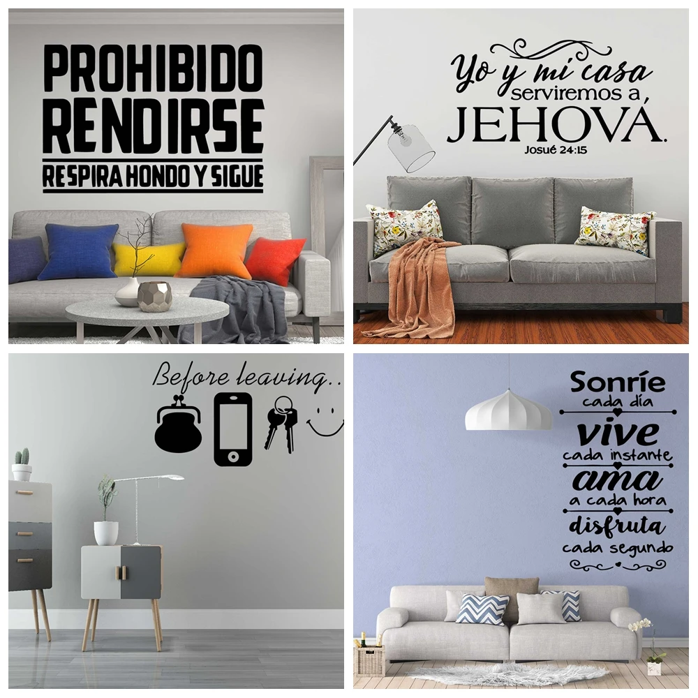 Diy 4 style Spanish Text Vinyl Decal for Home Decor Spain Family Frase Wall Sticker For Living Room Removable Decal For Wall