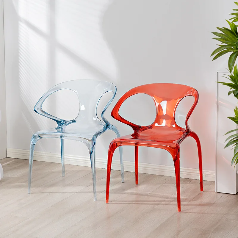 

Nordic acrylic dining chair household with armrests transparent chair designer crystal chair, plastic leisure stool