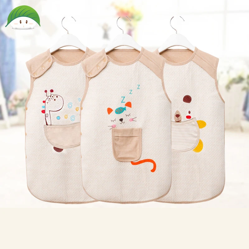 Vest Type Cotton Baby Sleeping Bag Cartoon Style Four Seasons Universal Newborn Back Curved Design Pajamas Child Anti-kick Quilt