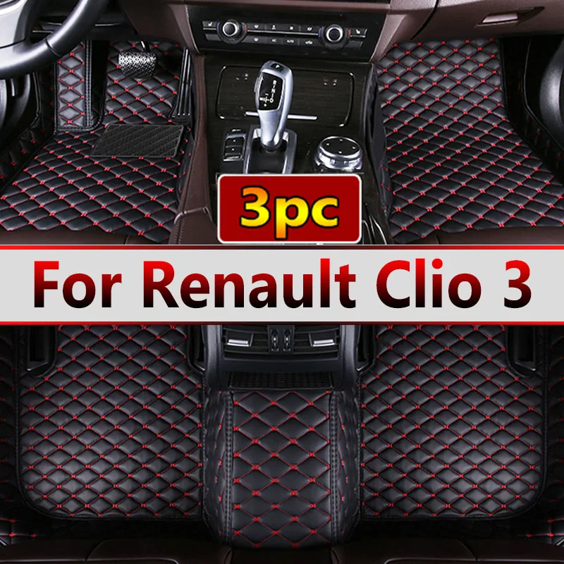 

Custom Automotive Car Floor Mats For Renault Clio 3 2006 2007 2008 2009 Auto Luxury Leather Men Women Car Mats