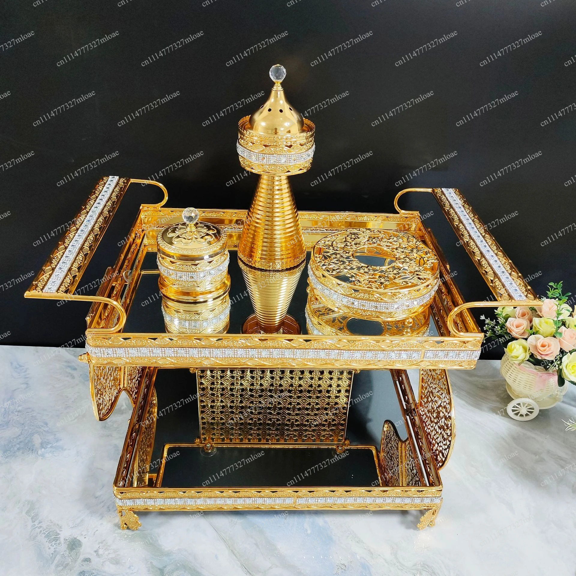 

Middle East Arabian coffee table incense burner aromatherapy burner luxury home high-end ornament metal set glass