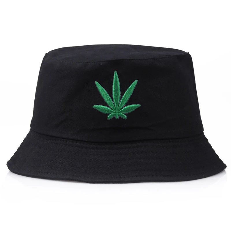 Maple Leaf Bucket Hat Hip Hop Casual Panama Hats Embroider Printed Cotton Men Women Summer Casual Wide Brim Sun Cap Unisex