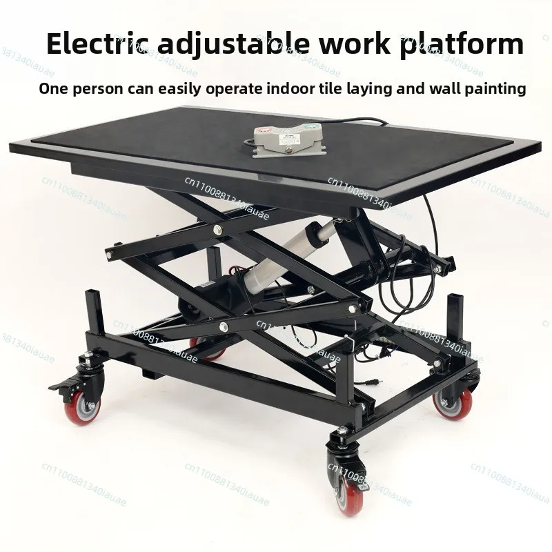 Electric Lifting Stool Folding Mobile Interior Decoration Tiled Trolley Pedal Lifting