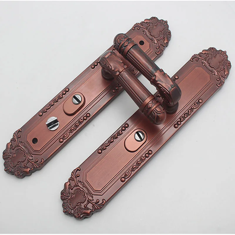 Imagem -03 - Bronze Vermelho Anti-roubo Door Lock Panel Liga de Alumínio Household Lock Handle Door Lock Hardware Ampliar