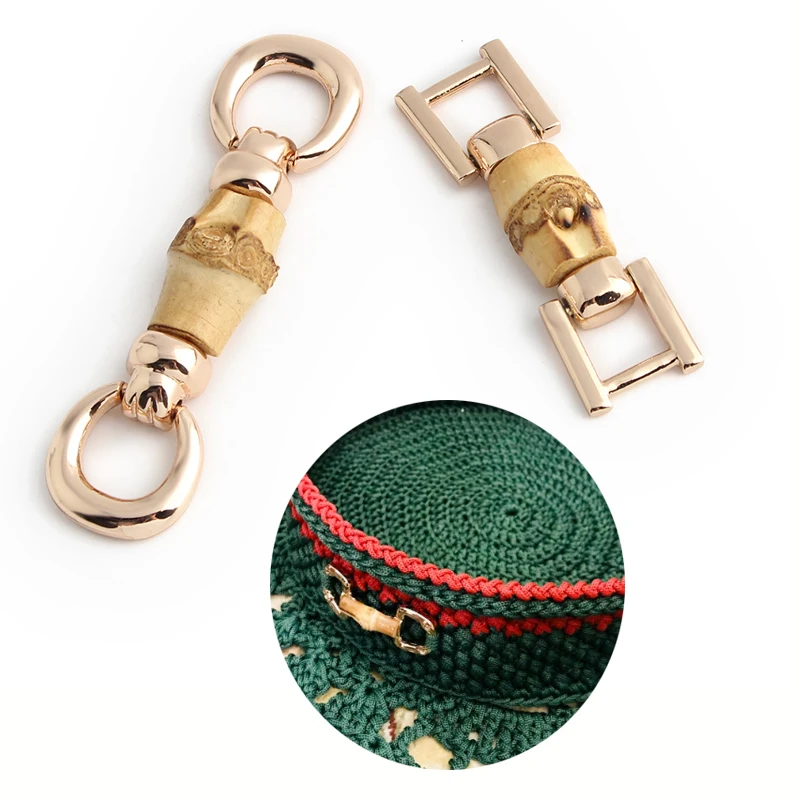 

2PC Bamboo Decorative Shoe Buckle Metal Accessories Belt Messenger Bag Braided Bag Decorative Connecting Buckle DIY Handicrafts
