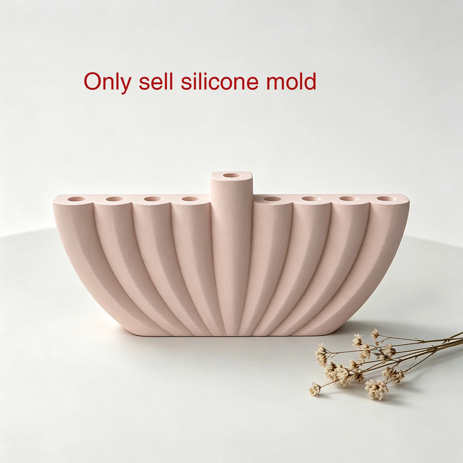 Silicone Mold For Fan‑Shaped 9‑Hole Hanukkah Menorah, Jewish Chanukah Gypsum Cement Resin Mould Festival Home Decor