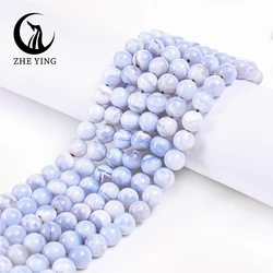 6/8/10mm Natural Stone Beads Blue Lace Agate Round Loose Spacer Beads For Jewelry Making DIY Bracelets Strand 15