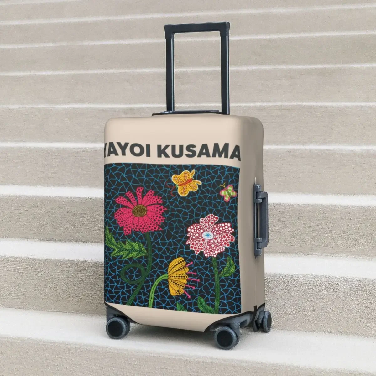 Yayoi Kusama Suitcase Cover Holiday Flowers Design Useful Luggage Supplies Cruise Trip Protection