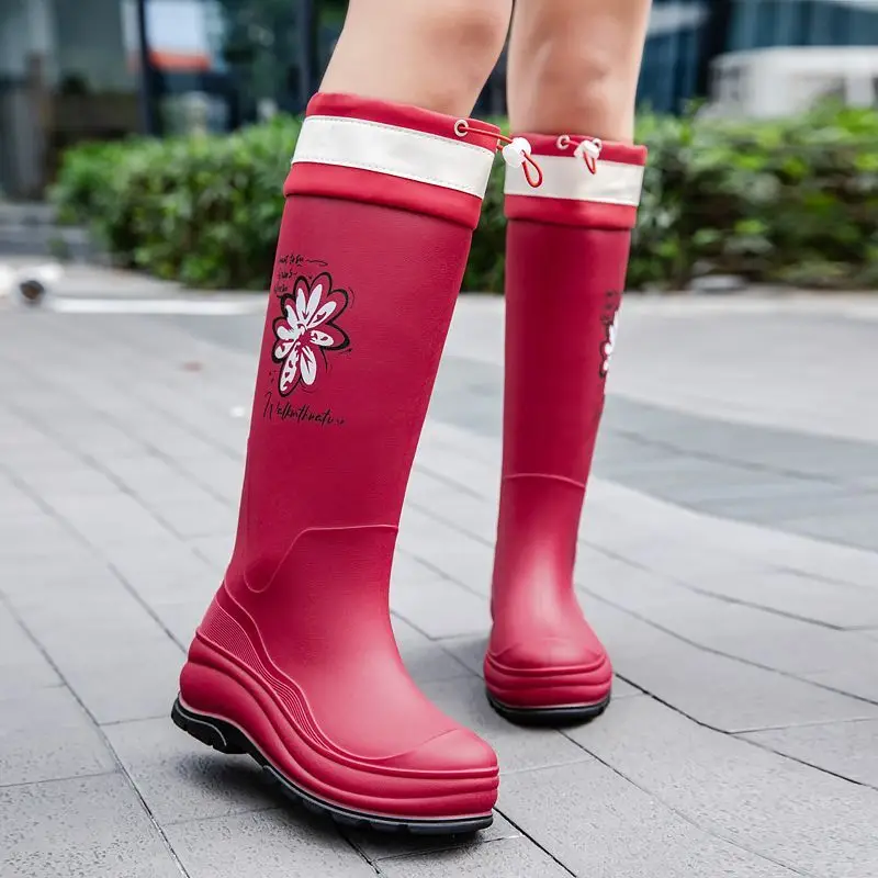 

Women's High Top Thick Sole Rain Boots Korean Style New Arrival Waterproof Anti Slip Outdoor Viral Shoes​