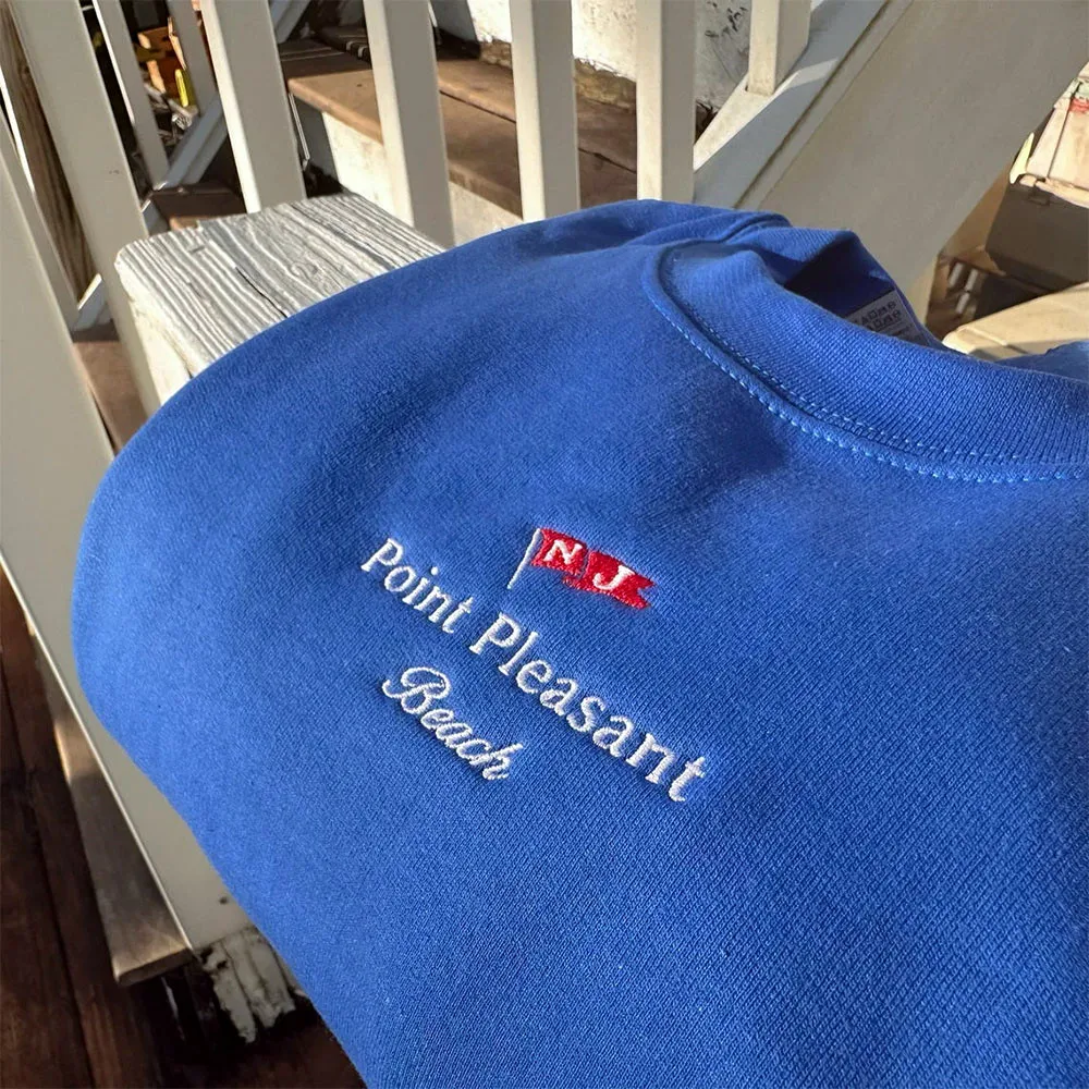 Point Pleasant Beach Letters  Embroidered Sweatshirt Women Autumn Winter Thick Fleece Warm Pullover Vintage Style Casual Jumper