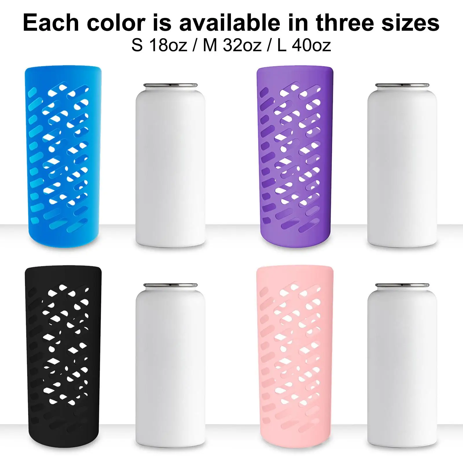 Protective Silicone Sleeve for Glass Water Bottle Thick Impact Guard Boots Cover for Adult Women and Men