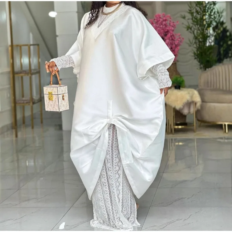 

Африканские белые платья для женщин Элегантные блестящие платья бубу Традиционные африканские длинные свободные платья с v-образным вырезом для вечеринок и мероприятий Женские